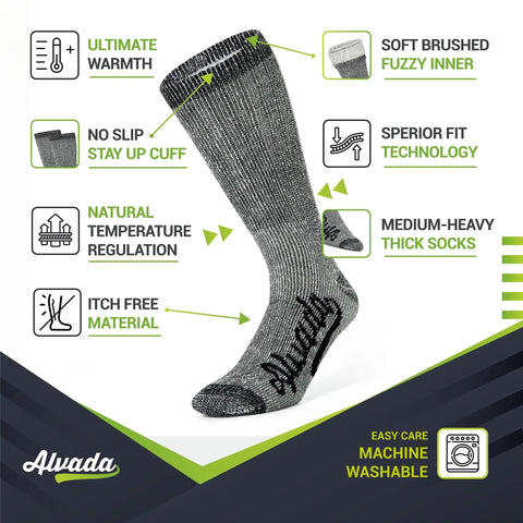 Merino Wool Hiking Socks For Men And Women Thermal Warm Crew Boot Socks For Cold Weather Comfort Fit For Trails Three Pairs Size ML
