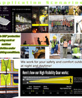 Crew Job Site Ready And Built Dang Tough High Visibility Mesh Reflective Safety Vest Fluorescent Yellow shown in various work environments.