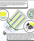 Ultra Bright 100W LED Corn Light Bulb 14000 Lumens 5000K Daylight White E26 E39 Base For Indoor Outdoor Workshop Garage High Bay Lighting 1000W Equivalent 1 Pack, featuring internal LED structure and components.