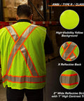 Next Level Breakaway High Visibility Safety Vest With Quick Snap Off Panels And Crisp Reflective Strips For Rugged Outdoor Worksites In Roomy XXXL Cut, showing high-visibility yellow with reflective strips.