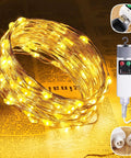 Rechargeable 33Ft 100LED Copper Wire String Lights With Timer And 13 Modes Waterproof Portable Camping Lights close-up