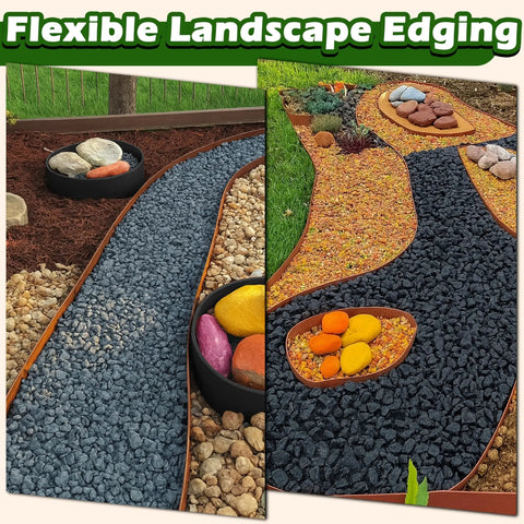 Landscape Edging Kit No Dig Garden Border 40 Foot Long 3 Inch Tall Brown Polymer Edging For Flower Beds Tree Rings And Pathways