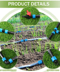 Product details of 1000 Ft 5/8 Inch Drip Tape Irrigation Kit With 6-Inch Spacing, 8 Mil Wall Thickness showing couplings and plugs