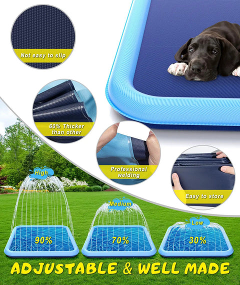 Extra Large 90.5 Inch Splash Pad For Kids And Dogs Oversized Backyard Water Play Mat Non Slip Safe Wading Pool Toy features