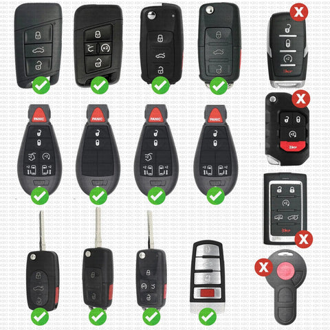 Various Volkswagen key fob models compatible with Key Fob Battery Replacement Kit Two Pack CR2032 For Atlas Jetta Tiguan Golf Arteon Passat