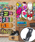 Skateboard Wall Mount 360 Degree Rotatable Floating Display Hanger showcased with vibrant skateboard decks on a wooden wall