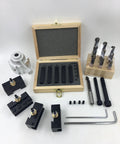 Quick Change Tool Post Holder Set Pro Grade With Nine Pieces Three Eighths Inch Boring Bar And Five Indexable Carbide Inserts Kit