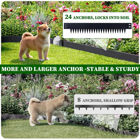 Heavy Duty Flexible Metal Landscape Edging Kit 33 Ft Total 6 Inch Tall by 40 Inch Long Galvanized Steel Border with anchors
