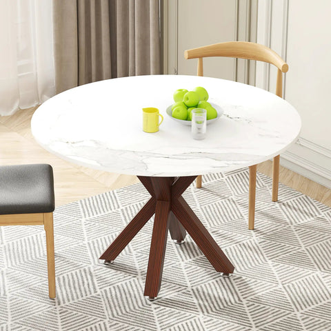 28 Inch Heavy Duty Table Legs With Suction Cups And Pre Drilled Holes Fit Glass Marble Wood Tops For DIY Desk And Coffee Table Bases In Walnut Color And Built To Last supporting a round marble tabletop