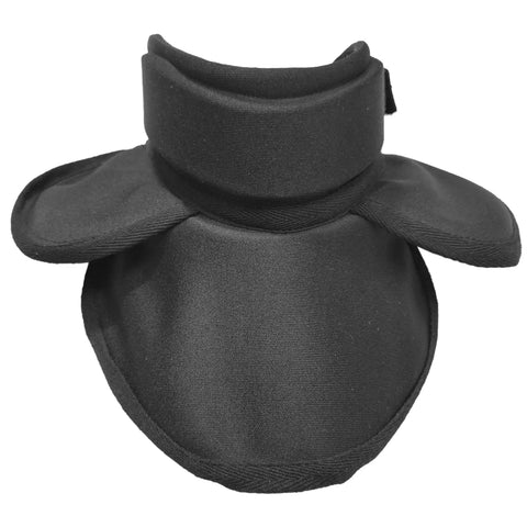 Front view of Tough As Nails Hema Throat Guard Gorget with air mesh and 350N fabric designed for fencing and longsword protection.