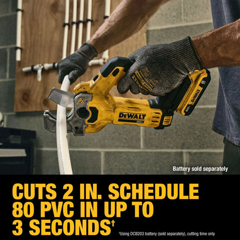 20V Max Plastic Tubing Cutter Bare Tool Only With No Fuss Automatic And Manual Cutting Modes Onboard LED For Low Light Delivers Clean Burr Free Cuts On Plastic Tubing Up To 2 Inches cutting PVC