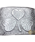 Top Tier Scottish Kilt Buckle For Men Slick Chrome Belt Fastener Heavy Duty Secure Lock Flawless Polish with leaf design.