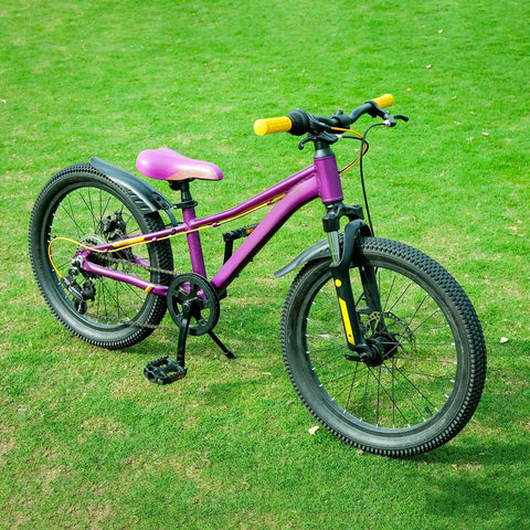 Purple children's bike on grass, suitable for All-Around 24x1.75 to 2.125 Bike Inner Tubes 2 Pack With AV Schrader Valve For City Road