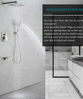 Brushed Finish Shower System With Multi Function Faucet, Rain Head And Handheld Sprayer in modern bathroom with high flow water pressure
