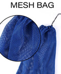 Close-up of blue Two Pack Mesh Gear Bag For Snorkel Equipment, featuring mesh material and drawstring closure.