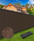 Privacy Fence Screen 6 Foot By 50 Foot Heavy Duty 170GSM HDPE Mesh Delivers 95 Percent Backyard Privacy With Reinforced Edges And Grommets For Chain Link And Wood Fences On Patios Balconies And Yards installed in backyard