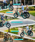 Two Seater Electric Trike For Adults With Passenger Seat And Foldable Frame 1350W Peak Motor 48V 15.6Ah Battery 20x4 Fat Tires 3 Wheel Ebike With Rear Differential Steel Frame Green used for grocery runs, park rides, and family hauling