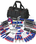 322 Piece Home Repair Tool Kit With Carrying Bag for Everyday Chores and Repairs including hammer, pliers, screwdrivers, and more.
