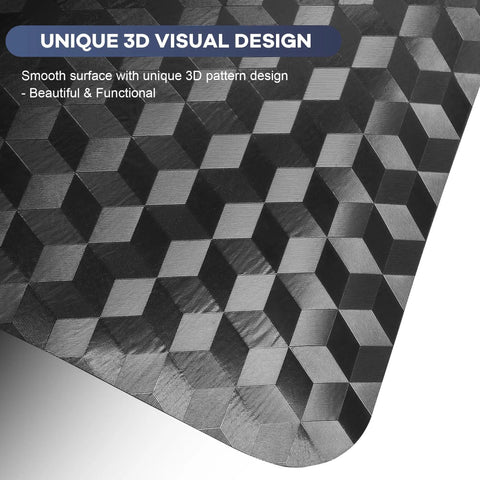 Close-up of 48 By 30 Inch Chair Mat For Low Carpet Floors, showing unique 3D pattern design on a thick, sturdy carpet protector.