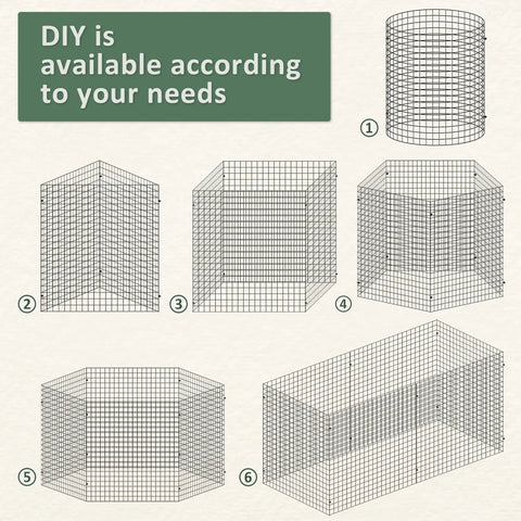 24 Pack DIY Metal Plant Protectors For Deer, Garden Fence Barrier, six different configurations of square mesh plant cages.