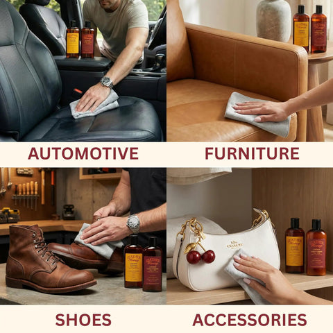 Hardcore Leather Care Kit With Nontoxic Conditioner And Gentle Cleaner For Deep Rejuvenation and Long Lasting Protection on furniture and auto seats.