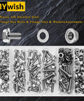 224Pcs M6 Flange Bolt Set With Hex Heads Flange Nuts And Washers 304 Stainless Steel M6x1.0 Threads Includes 12 16 20 25 30mm Lengths Metric DIN 6921 Bolts Durable Corrosion Resistant Hardware Kit in plastic organizer.