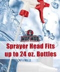 Leak-Free Industrial Spray Heads 10-Pack Built Different Chemical Resistant Trigger Fits 24-OZ Bottle Zero-Drip Design for Car Detailing, Window Washing, and Janitorial Heavy-Duty Workhorse Pro Kit sprayer head with red trigger and white nozzle.