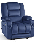 Navy Zero Gravity Power Recliner Chair With Heat And Vibration Massage USB Type C Ports Remote Cup Holders 6079
