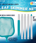 Five Foot Leaf Skimmer Pool Net With Adjustable Aluminum Pole Sections Five To Nine Inch Connectors, Fine Mesh Debris Net