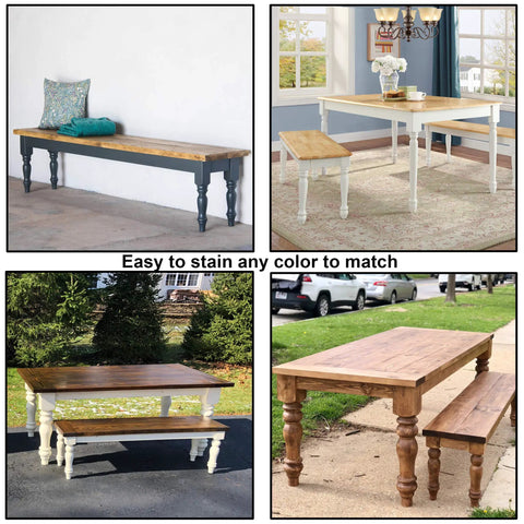 Unfinished Rubber Wood Farmhouse Table Legs Set Of 4 16 Inch Dining Table Supports in various painted styles outdoors and indoors.