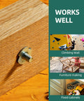 50 Piece 3/8-16 Tee Nuts Zinc Plated Steel Fasteners Featuring Four Prongs For Rock Solid Wood Furniture Assembly shown on wood.