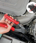 All In One 360 Degree Swivel Head Pop Rivet Gun Kit with 120 blind rivets in use in tight spaces for automotive repairs.