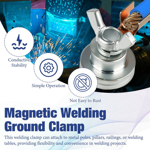 Industrial Pro Grade Magnetic Welding Grounding Clamp with slip-free hold featuring simple operation and conductive stability.