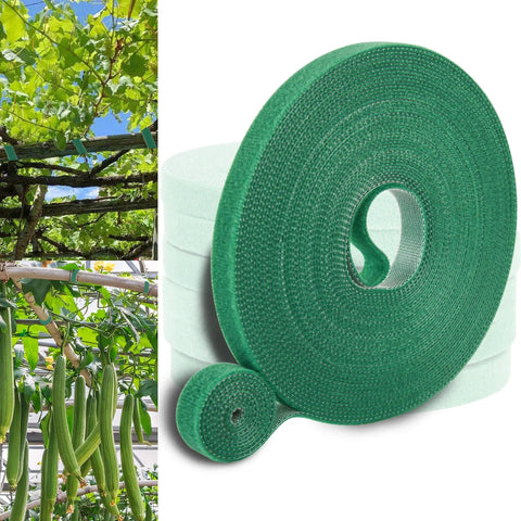 Reusable Green Plant Tape For Climbing Plants, 6 Rolls, 196 Ft Total, Adjustable Soft Garden Ties with garden vines support