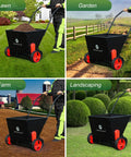 Upgrade Push Lawn Spreader for Compost and Peat Moss, No-Fuss Organic Fertilizer Spreader With Rotating Blades, garden use scene.