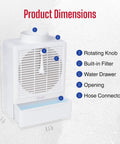 Must Have Indoor Dryer Lint Trap Filter With Stainless Steel Screen And Water Drawer System showing dimensions and features