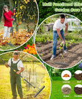 Heavy Duty Metal Dethatcher Rake With Adjustable Long Handle No Frills 5.5-Foot 19-Tine 15-Inch Wide Lawn Tool in use in garden