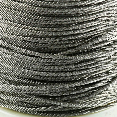 Stainless Aircraft-Grade Wire Rope Cable One Eighth Inch 7x7 For Railing And Decking DIY Balustrade Flexible Weatherproof 330 Ft Roll