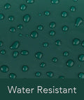 Close-up of water-resistant green vinyl surface of Weatherproof Outdoor Swing Cover With Tough As Nails Vinyl And Polyester Lining