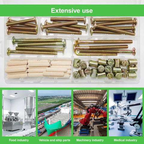 Crib Hardware Replacement Kit With Bed Frame Bolts, Nuts, Wooden Dowel Pins And Barrel Nuts, Hex Socket Cap Screws For Beds And Headboards, M6x40 50 60 70 80mm, Wrench Included, Heavy Duty Carbon Steel DIY Furniture Repair Kit for beds and furniture