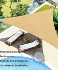 Triangle Shade Sail 12x12x12 Feet UV Blocking Breathable Fabric With Fade Resistant Ropes Durable Outdoor Sun Shade