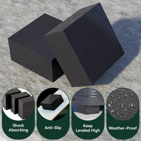 Badass Heavy Duty Rubber Anti Vibration Pads Square Isolation Mats For Central Air Conditioner Outdoor Units HVAC Systems And Air Compressors To Smooth Out Shaky Rides And Lift Gear Clear Pack Of Four Black on a textured surface.