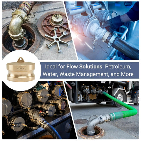 Heavy Duty 3 Inch Camlock Fittings Type DP Forged Brass Leak Proof Dust Plug Quick Connect Coupling For Water Gas Transfer in use.