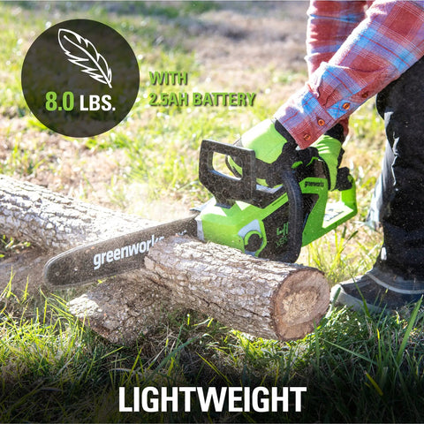 Smooth Operator 40 Volt Cordless Electric Chainsaw With 14 Inch Guide Bar And Brushless Motor Tool Only for fast limb cutting.