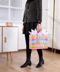 Person holding Go To Birthday Gift Bag With Tissue Paper And Card Premium Paper Tote for kids women and moms gifts