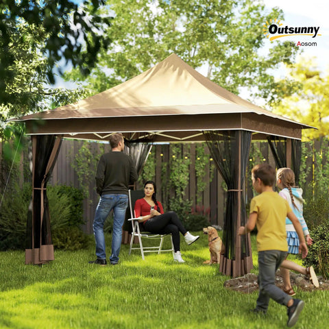 12 X 12 Ft Pop Up Canopy Tent With Mesh Netting UPF50 Instant Sun Shelter Height Adjustable Easy Setup Carry Bag Included