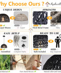 Comparison chart of Black Woven Pendant Light Boho Chandelier With Wicker And Rattan Dome Pendant features versus competitors.