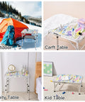 Foldable Camping Table 24 By 16 Inch Surface With Adjustable Heights 10 19 And 24 Inches Lightweight Aluminum Table With Carry Handle For Outdoor Indoor Use Perfect For Camping Beach BBQ And Hiking Floral Style shown in various settings