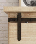 Close-up of a 6 Ft Mini Cabinet Barn Door Hardware Kit Sliding Double Door DIY Friendly Finish In Oil Rubbed Bronze