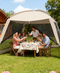 12 X 12 Ft Camping Screen Tent For 8 To 10 People, Easy Setup Mosquito Net Canopy, UV Resistant Sun Shelter in backyard setup